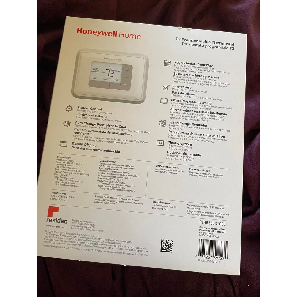Honeywell T3 programmable thermostat - Picture 7 of 8